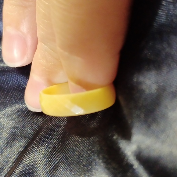 Diamond Cut Solid Faceted Mango Calcite Ring Sz.9 - Picture 8 of 8